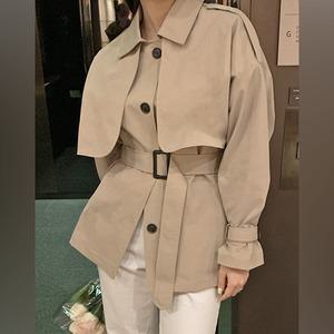 핫핑 플랏 벨트 하프 트렌치자켓