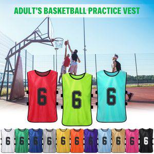 12PCS 성인 어린이 축구 Pinnies 건조 농구 팀 유니폼 훈련 번호 Bibs 연습 스포츠 조끼
