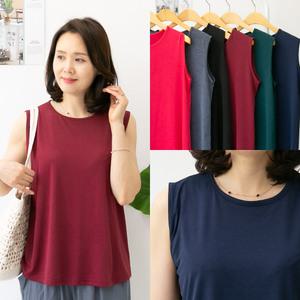 마미소 심플 민소매 티셔츠 부드러운 스판 나시 쿨 이너 엄마옷 할머니옷 빅사이즈 4060 마담 중년여성 옷