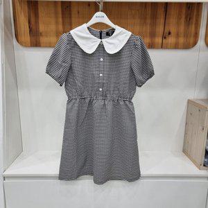 [에꼴리에]배색 카라 체크 원피스 23B1858A