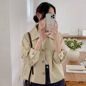 [코코블랑] 라떼 레글런 숏 트렌치 자켓