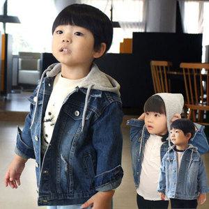 유아 키즈 바람막이 여아 데님 후드 청자켓