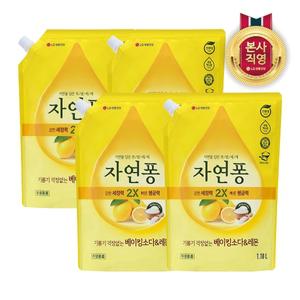 자연퐁 주방세제 베이킹소다레몬 리필형 1.18L x 4개
