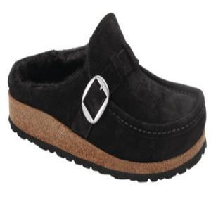 버켄스탁 여성용 버클리 좁은발볼 FUR Buckley Suede Shearling 샌들 1018126
