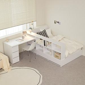 [파로마](착불)큐브A 책장형 수납침대 SS+책상 프레임만