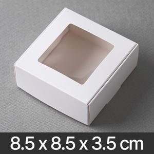 정사각 투명창 선물상자 화이트 미니 작은 소형 무지 답례품 포장 종이 케이스 기성 쿠키 낱장 8.5x8.5x3.5