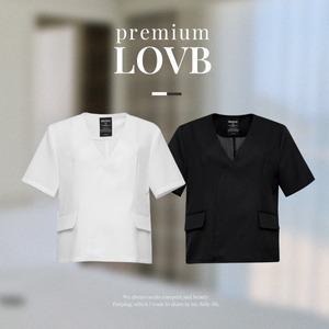 핫핑 L-1388 여름트위드 노카라 반팔자켓