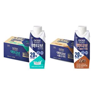 후디스 하이뮨 프로틴 액티브 밀크, 250ml, 18개, 1개 + 커피, 250ml, 18개, 1개