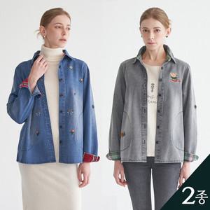 [론칭가 79900원][라라쎄] 자수 데님 셔츠자켓 2종