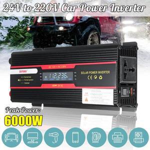 6000W 피크 자동차 전원 인버터 LCD 디스플레이 DC 12 / 24V ~ AC 110V / 220V 수정 사인파 변환기