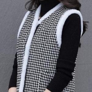 여성 꽃무늬 한복 체크 퀼팅 털조끼 베스트
