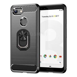 홈데코 류 브러시드 탄소 섬유 소프트 실리콘 케이스 마그네틱 링 스탠드 커버 Pixel 3 A XL용