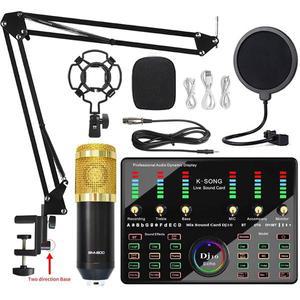 800 마이크 블루투스 무선 방 라이브 스트리밍 DJ10 사운드 카드 PC 전화 노래 게임