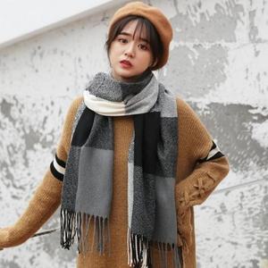 체크 울머플러 (GTF43261)벨리 머플러(블랙화이트) (3eZVv)