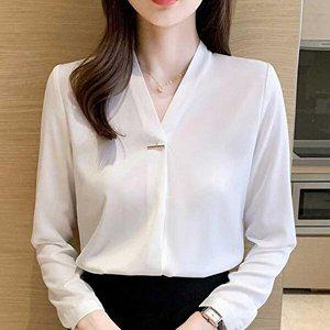 [셀러허브 1][HYD15HM5_51IB]카라 없는 브이넥 셔츠 여성복 정장 하객룩