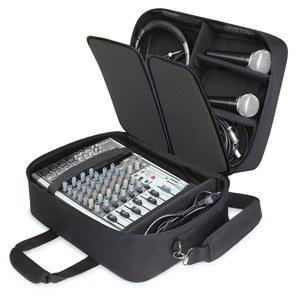 USA 기어 오디오 믹서 케이스 - 베링거 Q1202USB, 맥키 프로FX8v2, 야마하 MG10XU 등과 호환되는 맞춤형 인테리어 및 방수 외장을 갖춘 DJ 믹서 여행 가방 - 블랙