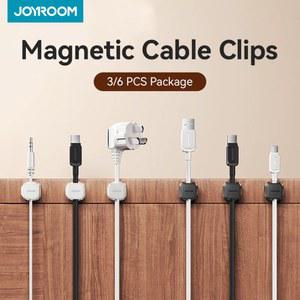 Joyroom 마그네틱 케이블 클립, 조정 가능한 코드 정리함, 책상 아래 관리 와이어 키퍼, 데스크탑 거치대, 3 개, 6
