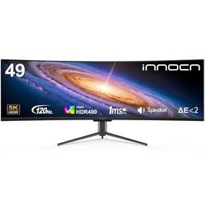INNOCN 49인치 커브드 모니터 울트라와이드 게이밍 120HZ 32:9 QHD 5120 X 1440P 컴퓨터 모니터, R1800, 99% SRGB, HDR400, USB 타입 C, 디스플레이포트, HDMI, 내장 스피커, 높이 조절 가능 49C1R