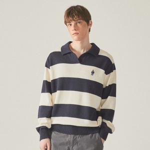 후아유 스트라이프 카라 니트 풀오버U / WHKAF1295U Stripe Collar PulloverU