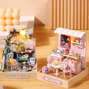 인형의 집 만들기 및 조립 가정용 미니 DIY 키트 방 침실 장식 가구 포함