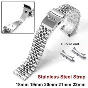팔찌, 세이코 스테인레스 24MM 스틸 스트랩, 19MM, 18MM, 솔리드 20MM, 21MM, 커브드 SKX용 시계 엔드 액세서리, 남성용 22MM, 쥬빌리
