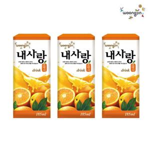 웅진내사랑(185ml 48팩 오렌지)/주스/과채/팩음료/음료/세트/선물/어린이/과일/팩쥬스/팩주스/학교/학원