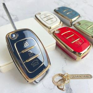 키케이스 Bottons 자동차 플립 케이스 커버 현대 솔라리스 Creta Ix25 Kona Tucson Sonata FE I40 Elantra Ix35 I20 Ix45 HB20 Accent