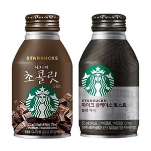 스타벅스 275ml 시그니처 초콜릿+파이크 블랙 6캔씩 총 12캔.