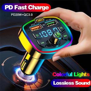 차량용 블루투스 5.0 FM 송신기 무선 어댑터  마이크 오디오 리시버  자동 MP3 플레이어  2.1A 듀얼 USB 고