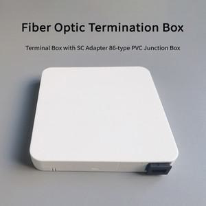 데스크탑 터미널 패널 광섬유 종단 박스, FTTH 터미널 박스, SC 어댑터 포함, 86 타입 PVC 정션 박스, 벽