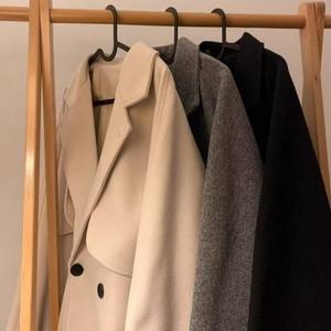 남성 오버핏 울 모직 코트 남자 직장인 겨울 반코트