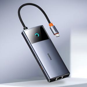 국내정품 6IN1 C타입 메탈 멀티허브 USB허브 6포트 랜포트 HDMI USB SD TF노트북 충전 인터넷 연결