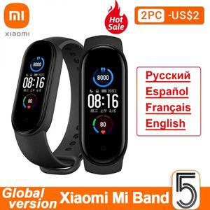 스마트 워치 손목 밴드 Xiaomi-글로벌 버전 Mi Band 5 팔찌 6 색 AMOLED 스크린 Miband 혈액 산소 피트니스