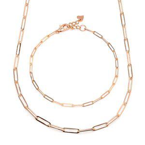 [신세계라이브쇼핑][비앤비골드] 14K 심플 레이어드 0.7mm 클립체인 주얼리세트 (목걸이+팔찌) IRS29835