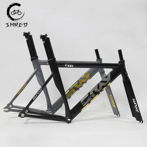 자전거프레임 그레이 F16 프레임 세트 700C 알루미늄 고정 기어 포크 트랙 픽시 자전거 단일 속도 근육 감