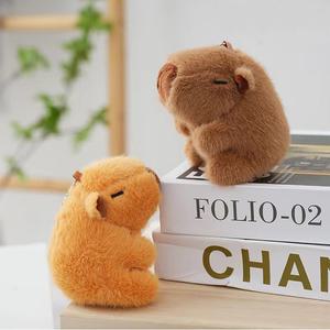 귀여운 심플 카피바라 봉제 인형 모카 카멜 택1 키링 열쇠고리 가방고리 학교 학원 답례품 학생 단체 선물