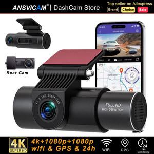 화물차 블랙 박스 ANSVICAM 4K 자동차 DVR 채널 대시 전면 내부 후면보기 GPS WIFI 비디오 레코더 카메라 액세서리