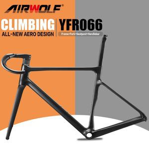 자전거프레임 Airwolf 경량 카본 로드 프레임 레이싱 자전거 디스크 브레이크 BB386 T1100 142x12mm