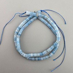 비즈팡 [J1-305-06] 원석 원통 막대 4x2.5mm 아쿠아마린 ,반줄(약18cm)