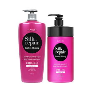 [대용량/윤기코팅]엘라스틴 실크리페어 골드실크 오리지널 컨디셔너 1200ml 1개+트리트먼트 1000ml 1개