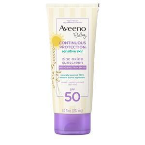 Aveeno 베이비 컨티뉴어스 프로텍션 자외선 차단 로션 SPF 50 207mL 민감용 워터프루프 Paraben/Tear 무함