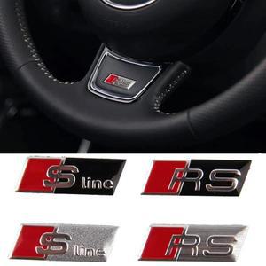 알루미늄 합금 자동차 스티어링 휠 스티커 엠블럼 아우디 RS SLine 로고 RS3 RS4 RS5 S3 S4 A3 A4 A5 A6 A7