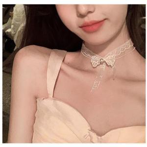 웨딩촬영용 진주 레이스 실버체인 초커 포인트용 30대 일상 데이트