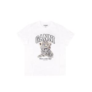 25SS 가니 T4124 943 여성 릴렉스 그래픽 티셔츠 레오파드