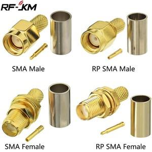 SMA 수 플러그 암 RP 커넥터 크림프, RG58 U LMR195 RG142 케이블 와이어 터미널 스트레이트, 10 개