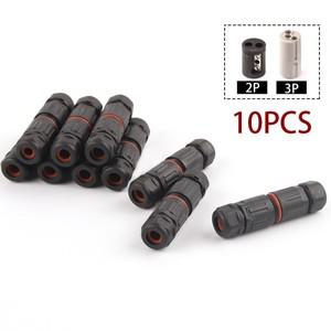 10Pcs IP68 2/3 핀 방수 스트레이트 커넥터 전기 와이어 케이블 실외 플러그 소켓 터미널 블록 정션 박스