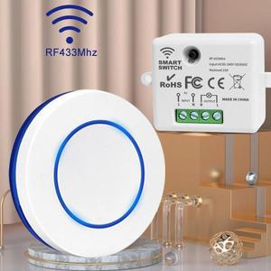 RF 433MHz 무선 원격 제어 전등 스위치 10A 100-240V 릴레이 컨트롤러 홈 LED 램프에 대 한 미니 버튼 벽