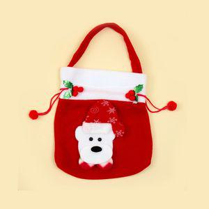 크리스마스 복주머니 북극곰 (단품) 트리 꾸미기 소여행용파우치 신발치 부직포 산타 선물 파우치 복조리치