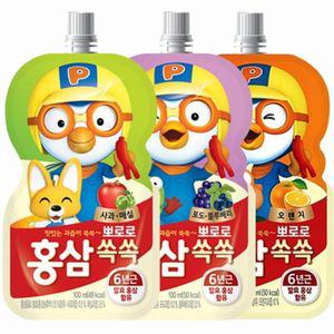 뽀로로 홍삼쏙쏙 100mlx10팩키즈음료수 어린이 과일맛 홍삼액 액음료
