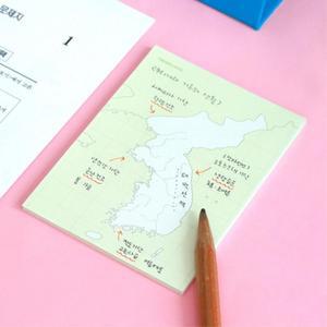 세계지도 한국지도 점착 메모지 한국사 사회노트